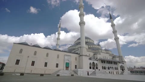 Shot of Kocatepe Mosque, the largest mosque in Ankara, the capital of Turkey. Stock Footage 185275529