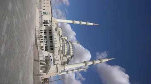 Shot of Kocatepe Mosque, the largest mosque in Ankara, the capital of Turkey. Video stock 185275634