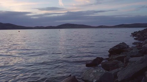 A shot from the lake in the evening at sunset. Stock Footage 119070367