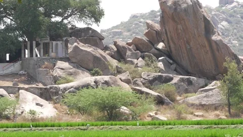 Shot of large rocks , Brown igneous rocks footage Видео 151939923