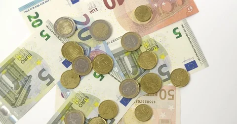 A shot looking down on Euros rotating Stock Footage 88487914