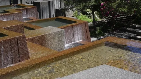 Shot of the many small pools at the top of Keller Fountain Stock Footage 72517172