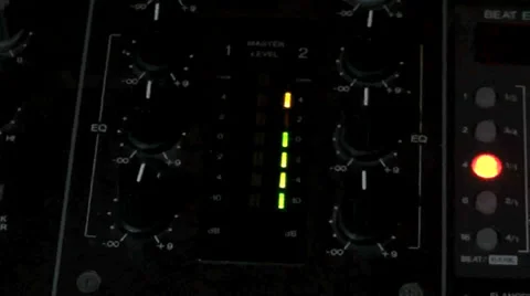 Shot of the Master Level moving along with the track playing through a Mixer Stock-Footage 38379216