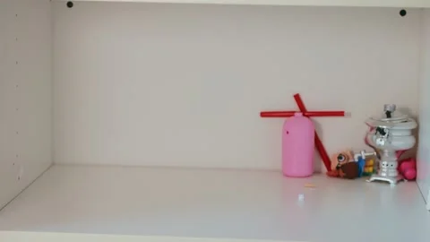 A shot of a mess on a shelf Stock Footage 169133330