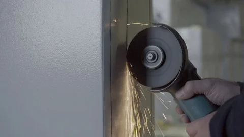 Shot of metal being cut and sparking Stock Footage 83389618