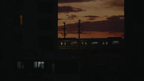 A shot of metro train in the late evening or during twilight Video stock 241494283