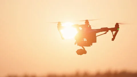 Shot of modern smart drone copter aircraft analyzing scanning agricultural field Stock-Footage 189440175