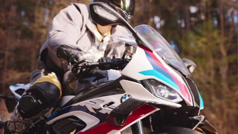 Shot of moving motorcycle BMW M 1000 RR motorbike Video stock 170052576