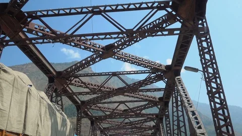 Shot of moving scenery seen through the windows of a vehicle at India Stock-Footage 97991113