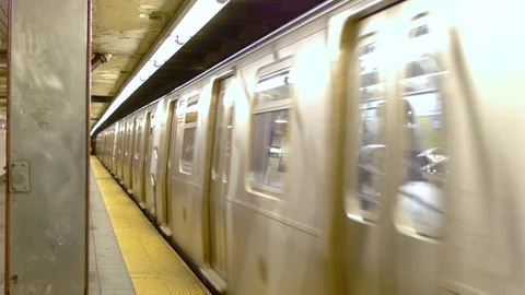 Shot of a moving subway train in New York City, USA Stock Footage 90023478