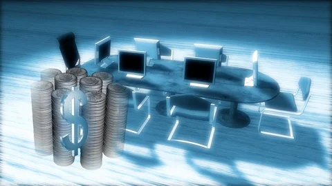 Shot of an office with dollars on the left hand side Stock Footage 92525437