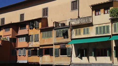 Shot of outside of Ponte Vecchio Bridge Stock Footage 38215041