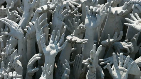 A shot over Statue Of Hands Stock Footage 236740200