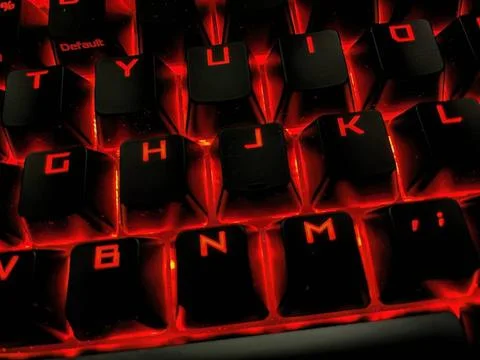  A shot of a PC keyboard with implied hacking activity, symbolizing cybers... Stock-Fotos