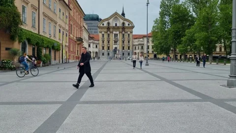 Shot of the pedestrian zone in front of the Ursuline Church in central Video stock 313934385
