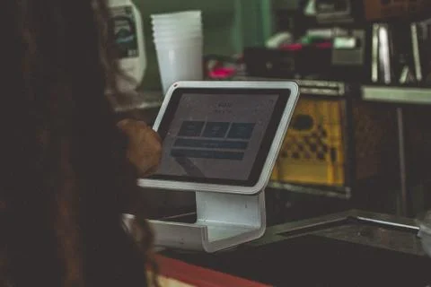 Shot of a person using a tablet computer Stockfoto's
