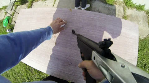 Shot from a pneumatic gun. Video stock 24815983