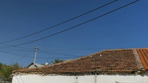 Shot of a poor buildning in Shkodër, Albania, roof brick wide Stock Footage 84683601
