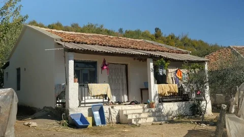 Shot of a poor house in Shkodër, Albania, close Stock Footage 84678511