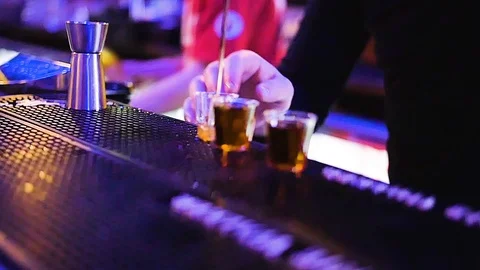 Shot Pouring Bar Slow Motion Stock Footage 107087330