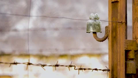 Shot of the prison's barbed wire. Lukiškės Prison (1904–2019) Stock Footage 303553664