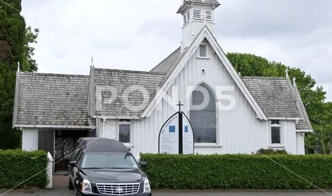 Shot of religious christian or catholic chapel and altar for worshippers Stock Photos
