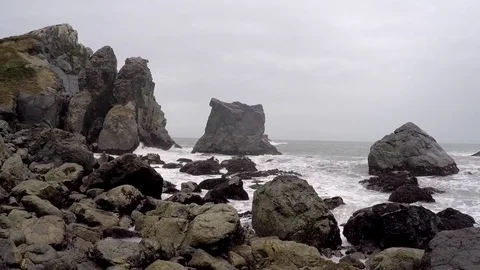 Shot of rocky shoreline Video stock 79596163