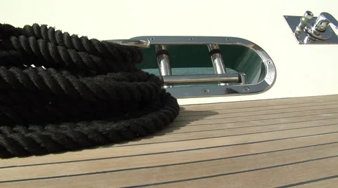 Shot of rope on the deck of a sailboat. Stock-Footage 46863460
