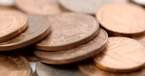 A shot of rotating British coins Stock Footage 88488009