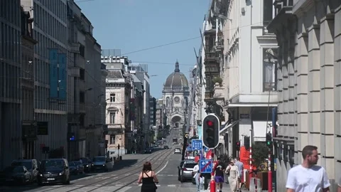 Shot of Rue Royale in Brussels Video stock 245380583