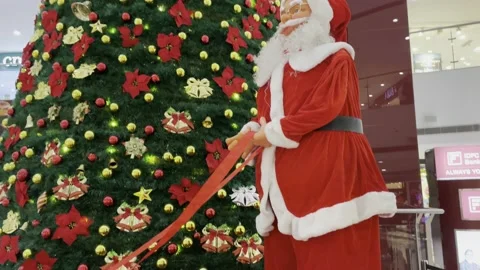 Shot of a Santa Claus setup a shopping Stock Video Pond5