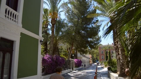 Shot From The Shade Red Building Main Square Stock Footage 84166848
