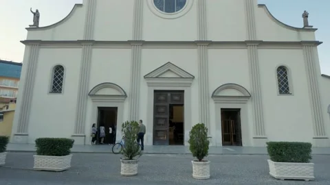 Shot in Shkodër in Albania, Kisha Katolike Françeskane church, wide up Stock Footage 137139950