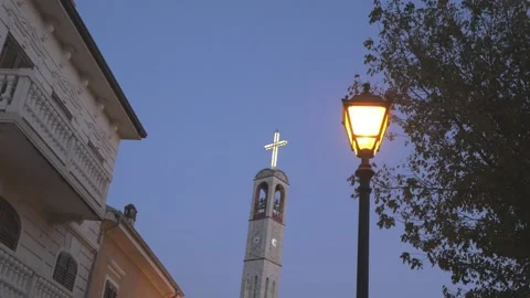 Shot in Shkodër in Albania, lamppost Stock Footage 137134984
