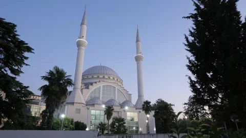 Shot in Shkodër in Albania, mosque at night Stock Footage 137134941