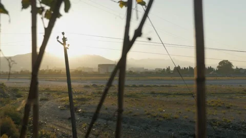 Shot in Shkodër in Albania, view of the city in the background with the sun Stock Footage 137139529