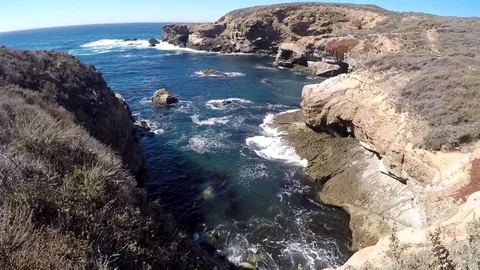 Shot of shoreline at Point Lobos, Big Sur Stock Footage 79577406