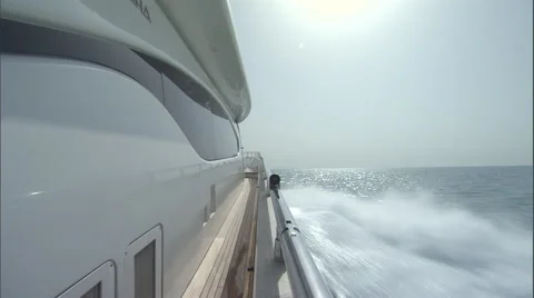 Shot on the side of a cruise boat while sailing on the ocean. Video stock 46865995