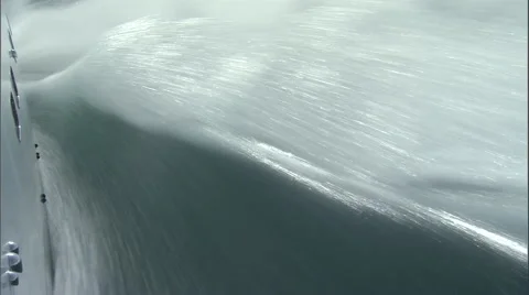 Shot of the side of a cruise boat while sailing on the ocean. Stock Footage 46866033