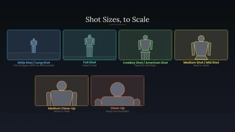 Shot sizes in film explained : wide to close-up Stock Footage 340317487