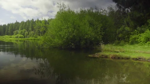 Shot of slow flowing river Stock Footage 59665503