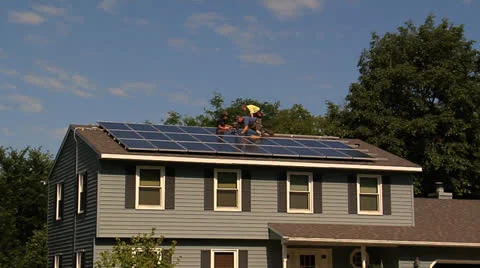 Shot of Solar panel installation Stock Footage 25658032