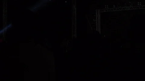 Shot of some cheering fans dancing in a free live concert in music festival. Stock Footage 95045236