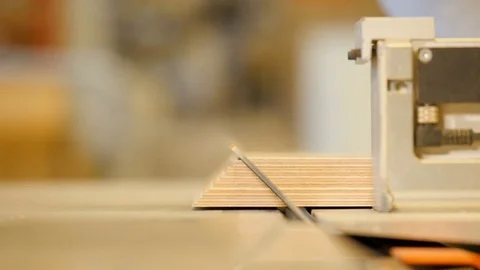 Shot of a table saw in Norway, side cut front Stock Footage 85160597