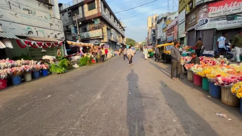 A shot taken while walking through the streets of Bangalore filled with Stock Footage 240805660