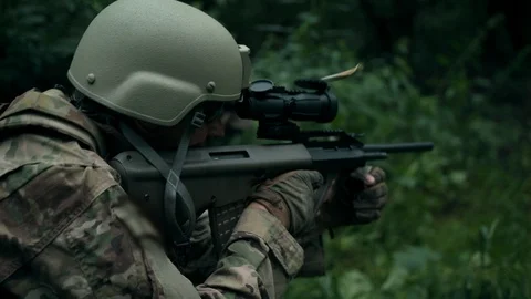 Shot at the target. Portrait. Fire ball. Shooting with an automatic rifle. Video stock 107785866