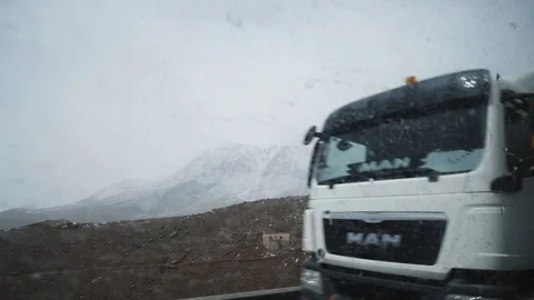 Shot through a car window while crossing High Atlas mountains Stock Footage 100293395