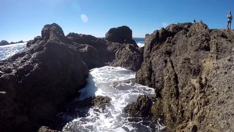 Shot of Tide Pool Flow, Point Lobos Stock Footage 79576984