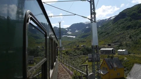 Shot from a train in Norwegian landscape Stock Footage 71291190