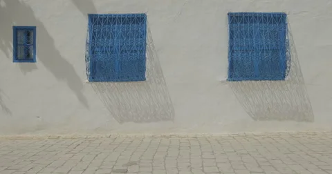 Shot Of Two Blue Windows In Sidi Bou Said Stock Footage 61302245